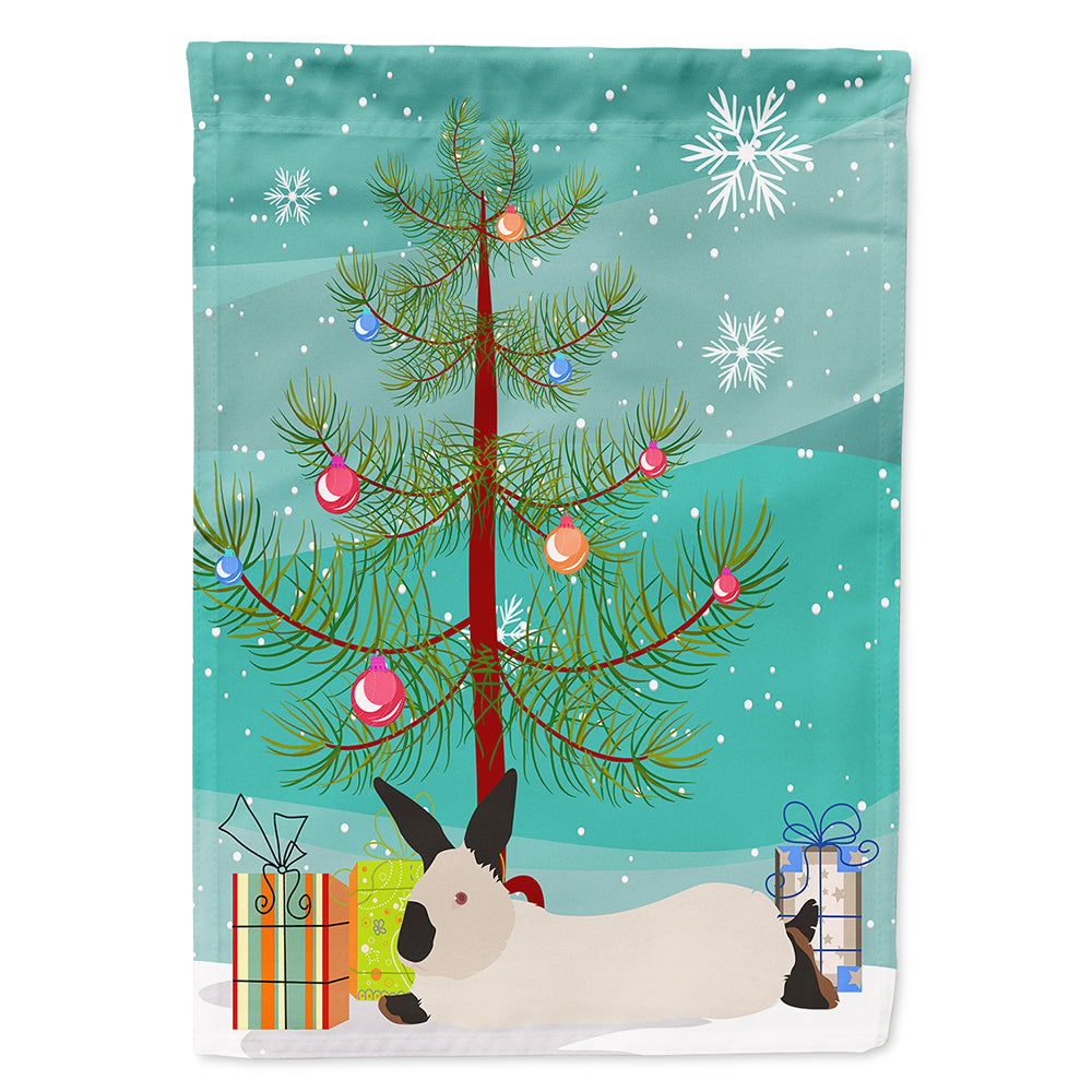 California White Rabbit Christmas House Flag 28x40 Porch Sleeve Pole Decorative Outside Yard Banner Artwork Wall Hanging, Polyester
