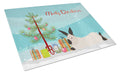 California White Rabbit Christmas Cutting Board Tempered Glass Kitchen Cutting Surface, Heat Resistant Chopping, Non-Slip Feet, Food Prep & Serving