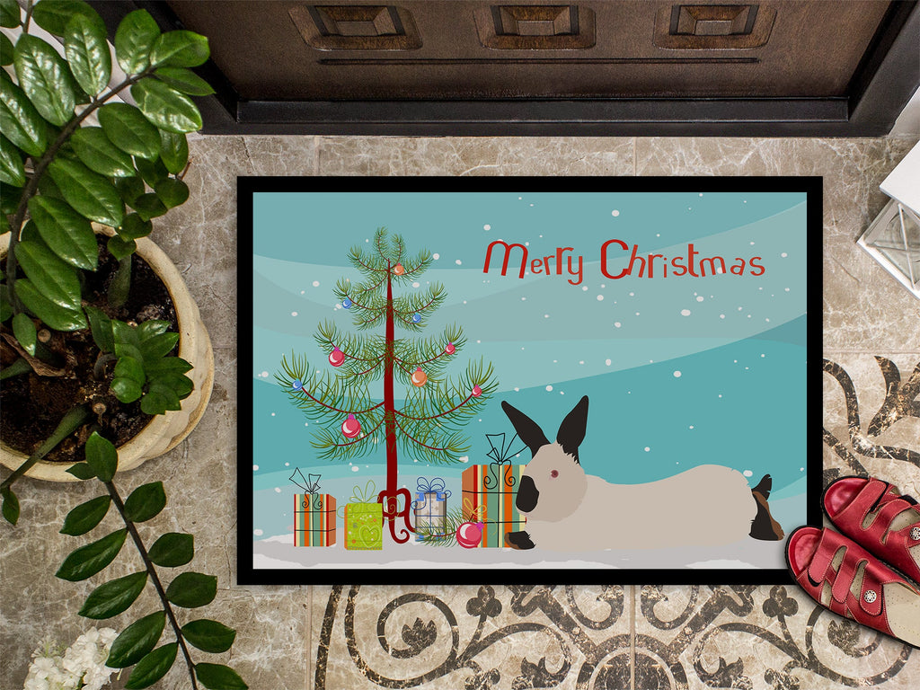 California White Rabbit Christmas Doormat Indoor Outdoor 18H X 27W Front Door Mat Rugs for Entryway, Non Slip Washable