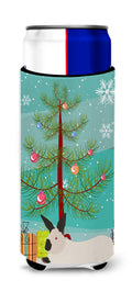 California White Rabbit Christmas Slim Can Hugger , Insulated Foam Hugger for 12 oz Slim Cans, Beer Bottles & Water Bottles, Printed in USA