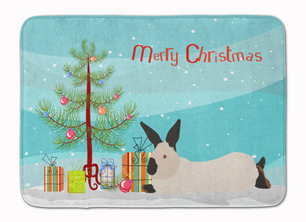 California White Rabbit Christmas Memory Foam Kitchen Mat Machine Washable Anti-Fatigue Cushion Comfort Bath or Kitchen Rug
