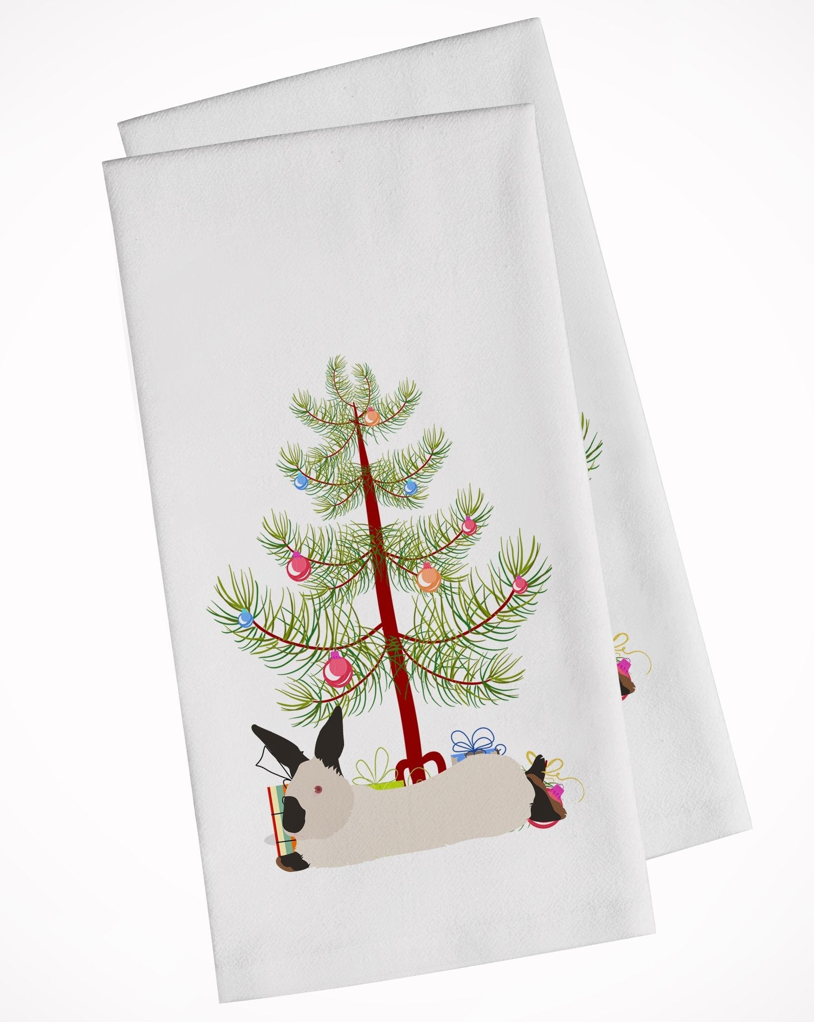 California White Rabbit Christmas Kitchen Towel Set of 2 White Dish Towels Decorative Bathroom Hand towel for Hand, Face, Hair, Yoga, Tea, Dishcloth, 19 X 28", White