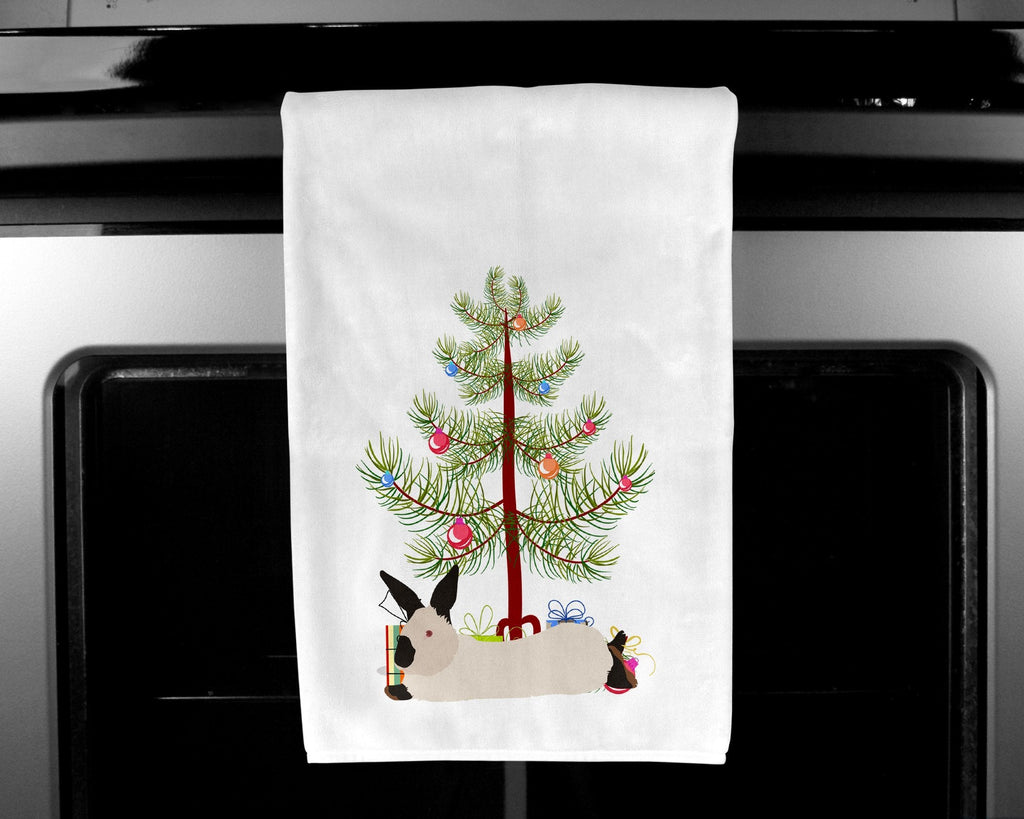 California White Rabbit Christmas Kitchen Towel Set of 2 White Dish Towels Decorative Bathroom Hand towel for Hand, Face, Hair, Yoga, Tea, Dishcloth, 19 X 28", White