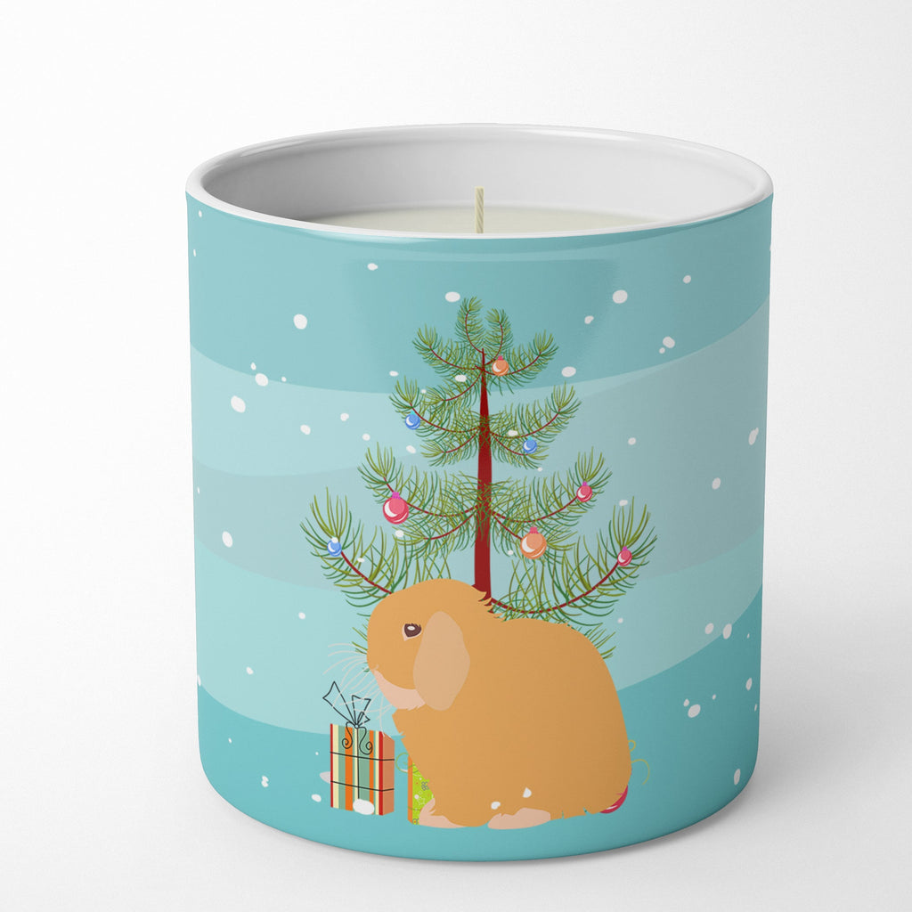 Holland Lop Rabbit Christmas Decorative Soy Candle Nature Soy Wax Essential Oil Home Decor Ideal for Bedroom Kitchen Bath Office Gift, 10 oz