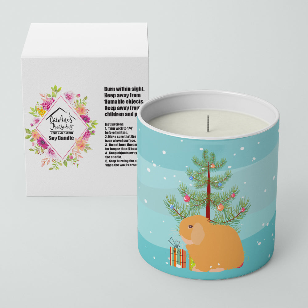 Holland Lop Rabbit Christmas Decorative Soy Candle Nature Soy Wax Essential Oil Home Decor Ideal for Bedroom Kitchen Bath Office Gift, 10 oz