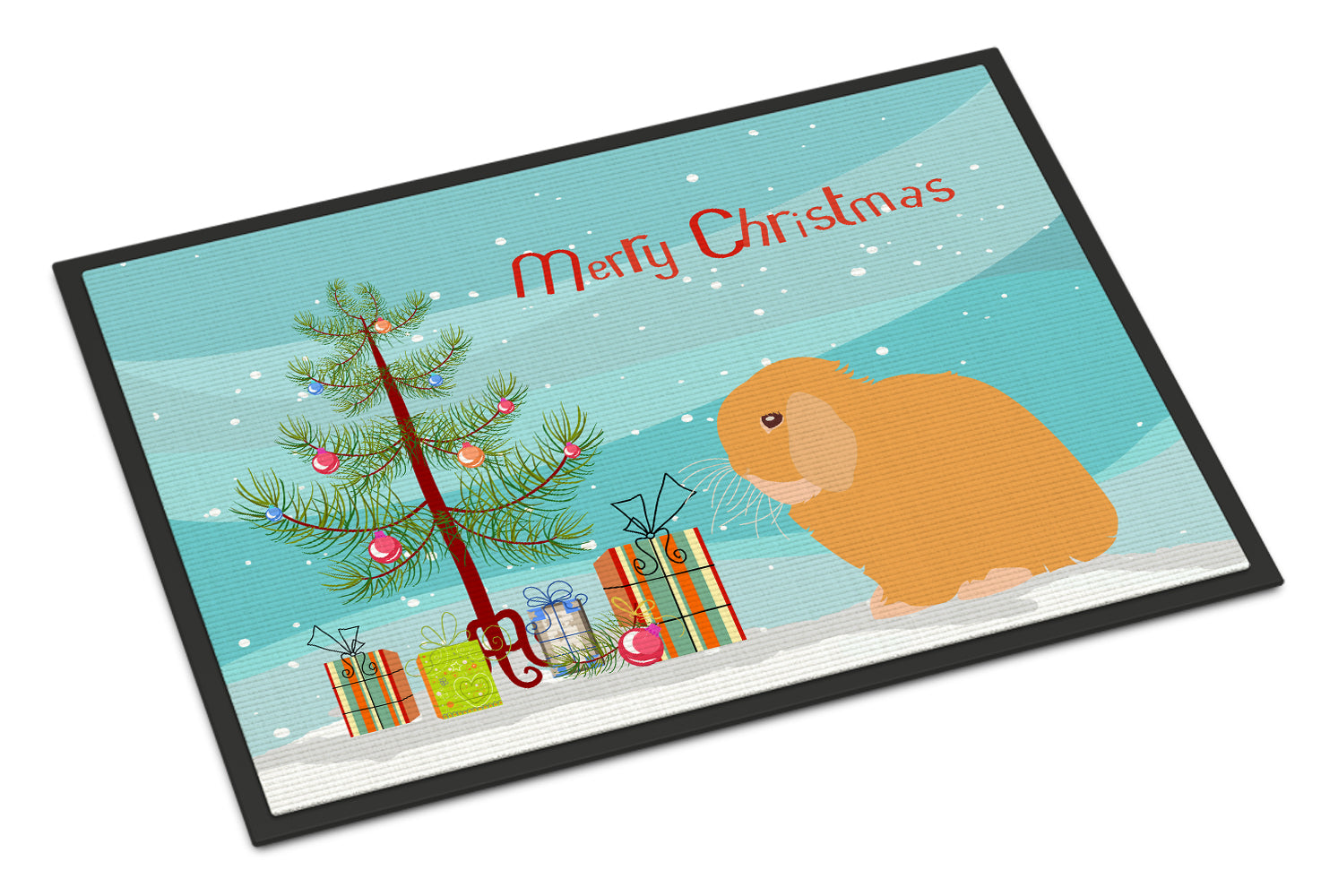Holland Lop Rabbit Christmas Doormat Indoor Outdoor 18H X 27W Front Door Mat Rugs for Entryway, Non Slip Washable