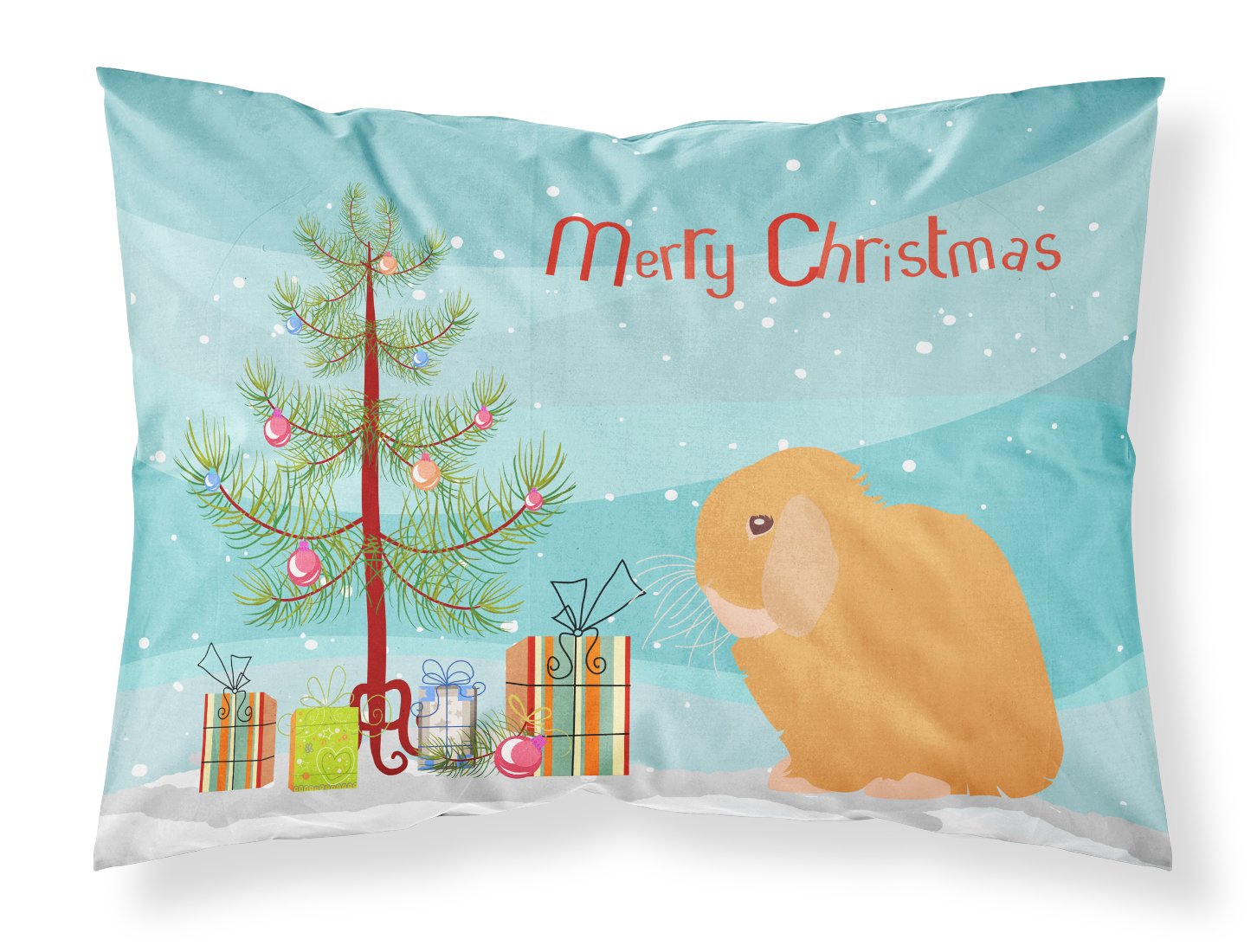 Holland Lop Rabbit Christmas Standard Pillowcase Lightweight Super Soft Easy Care Decorative Artwork Pillowcase, Standard
