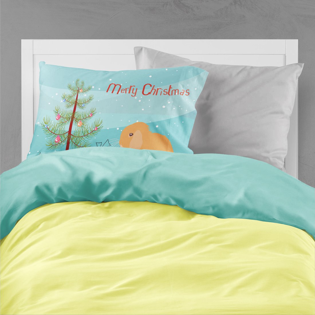 Holland Lop Rabbit Christmas Standard Pillowcase Lightweight Super Soft Easy Care Decorative Artwork Pillowcase, Standard