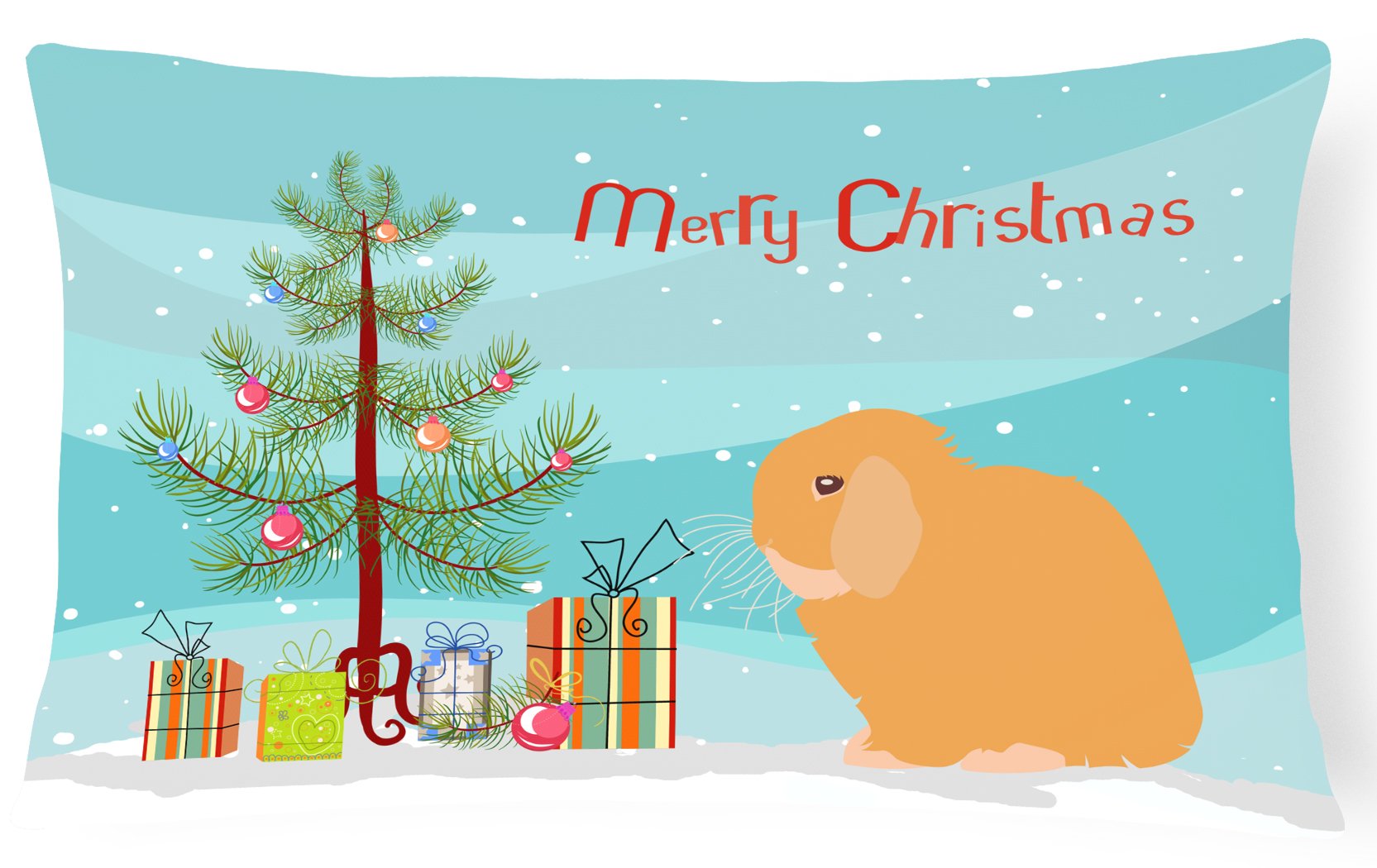 Holland Lop Rabbit Christmas Decorative Throw Pillow 12x16 Indoor Outdoor Accent Cushion, Fabric Cover with Insert for Sofa, Bed, Porch & Living Room