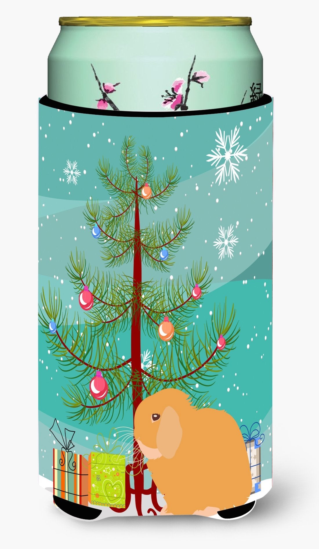 Holland Lop Rabbit Christmas Tall Boy Hugger Can Cooler Sleeve Machine Washable Drink Collapsible Insulator Beverage Insulated Holder