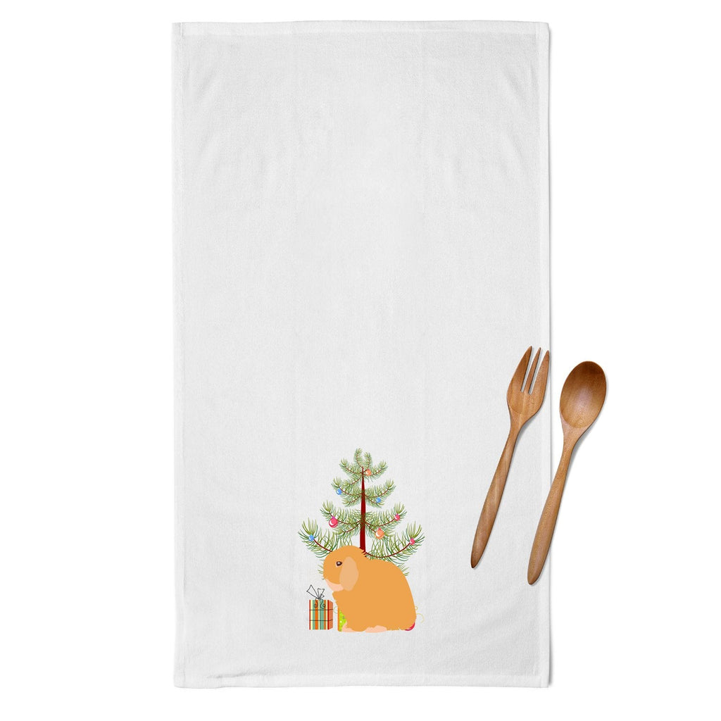 Holland Lop Rabbit Christmas Kitchen Towel Set of 2 White Dish Towels Decorative Bathroom Hand towel for Hand, Face, Hair, Yoga, Tea, Dishcloth, 19 X 28", White