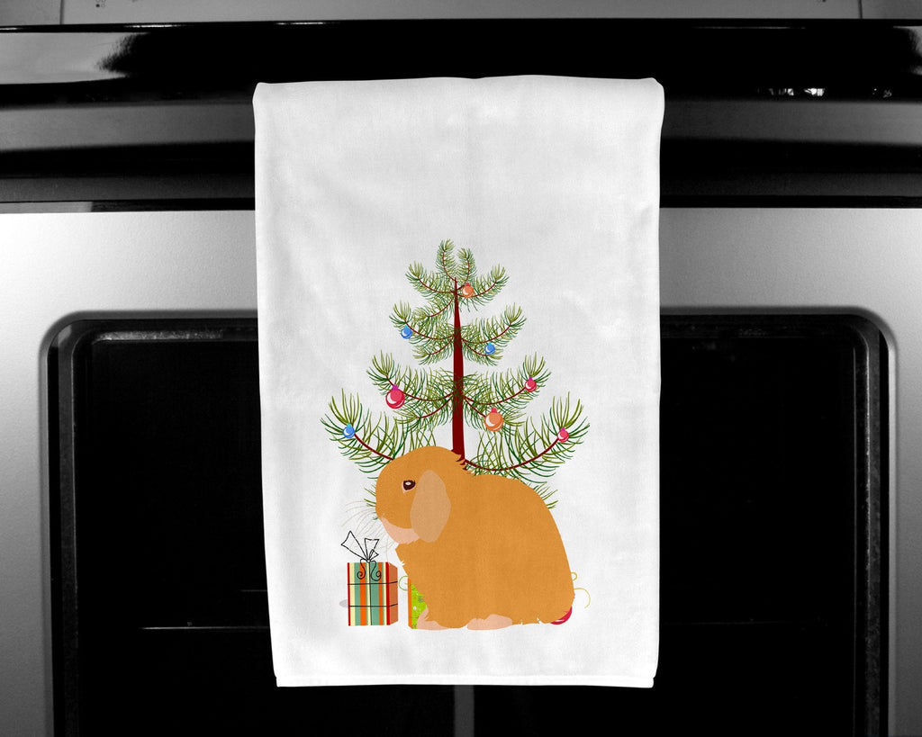 Holland Lop Rabbit Christmas Kitchen Towel Set of 2 White Dish Towels Decorative Bathroom Hand towel for Hand, Face, Hair, Yoga, Tea, Dishcloth, 19 X 28", White