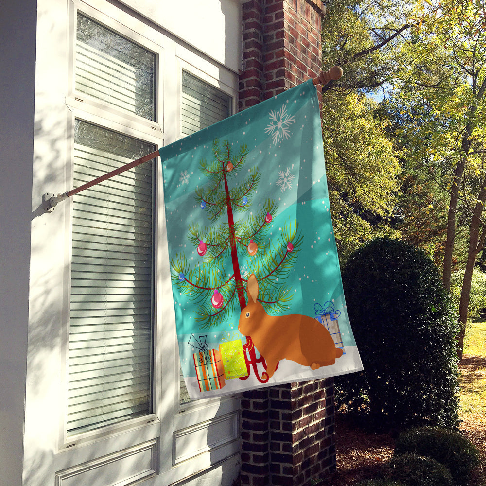Rex Rabbit Christmas House Flag 28x40 Porch Sleeve Pole Decorative Outside Yard Banner Artwork Wall Hanging, Polyester