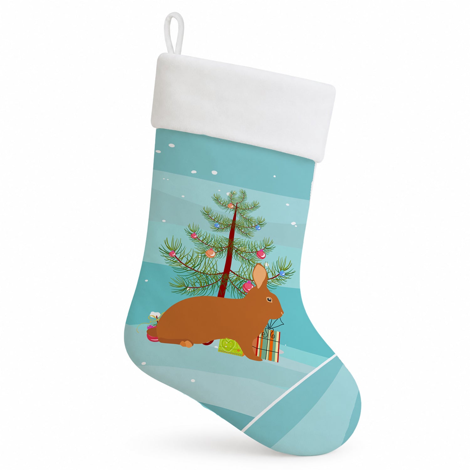 Rex Rabbit Christmas Holiday Stocking Double-Sided Print, Polyester Suede,11x18, Made in USA