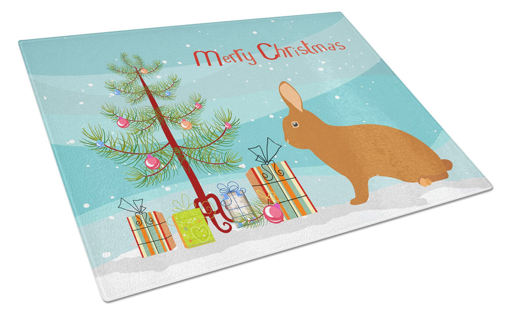 Rex Rabbit Christmas Cutting Board Tempered Glass Kitchen Cutting Surface, Heat Resistant Chopping, Non-Slip Feet, Food Prep & Serving