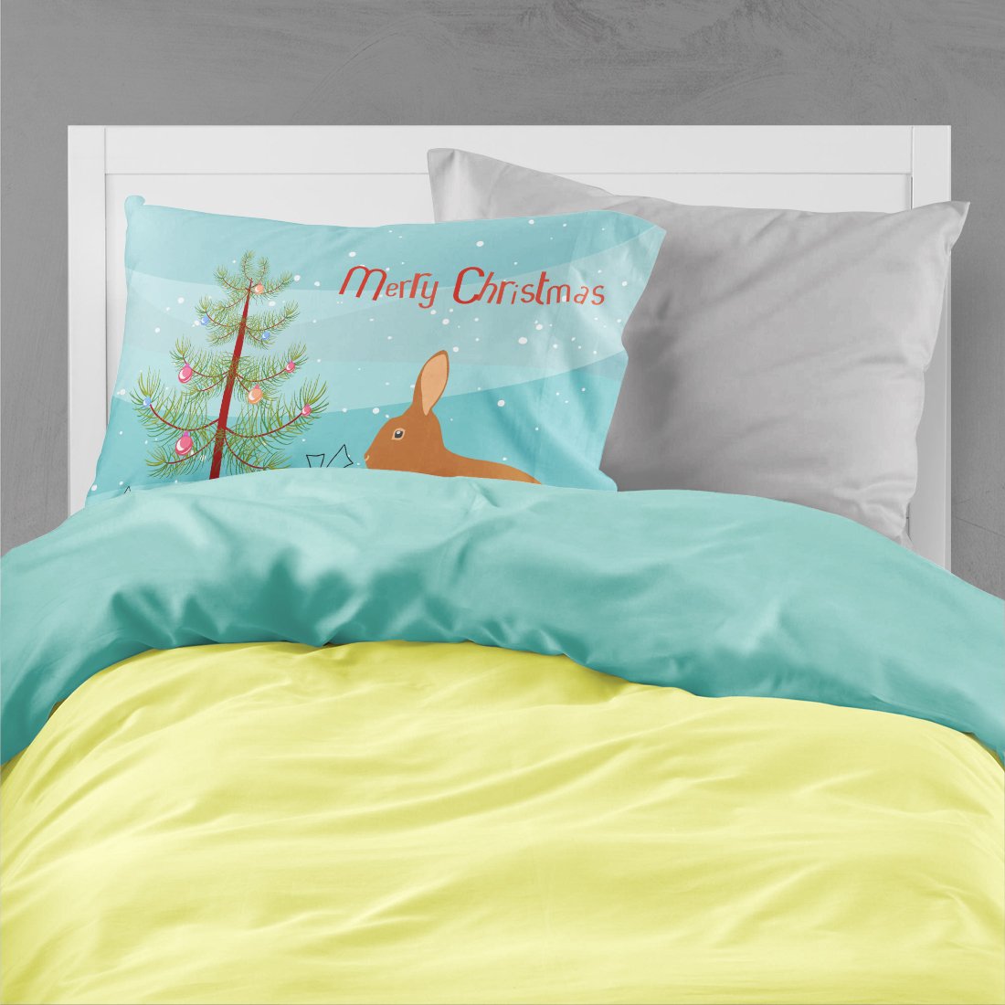 Rex Rabbit Christmas Standard Pillowcase Lightweight Super Soft Easy Care Decorative Artwork Pillowcase, Standard