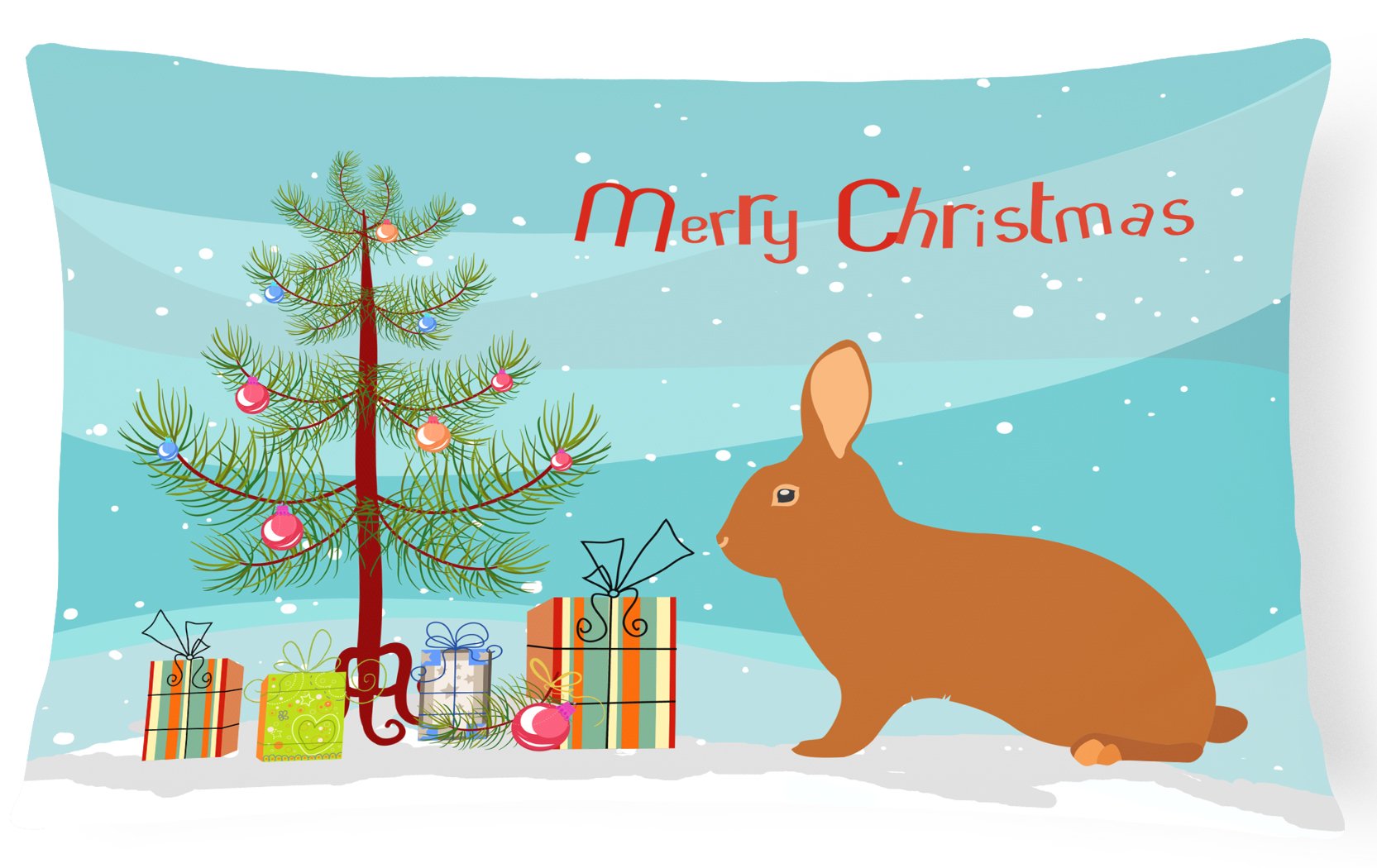 Rex Rabbit Christmas Decorative Throw Pillow 12x16 Indoor Outdoor Accent Cushion, Fabric Cover with Insert for Sofa, Bed, Porch & Living Room