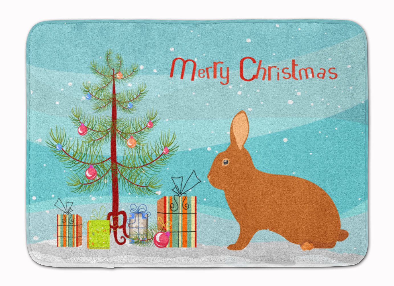 Rex Rabbit Christmas Memory Foam Kitchen Mat Machine Washable Anti-Fatigue Cushion Comfort Bath or Kitchen Rug