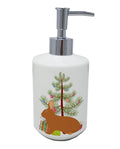 Rex Rabbit Christmas Ceramic Soap Dispenser , Empty Refillable Hand Soap Pump Bottle for Bathroom Kitchen