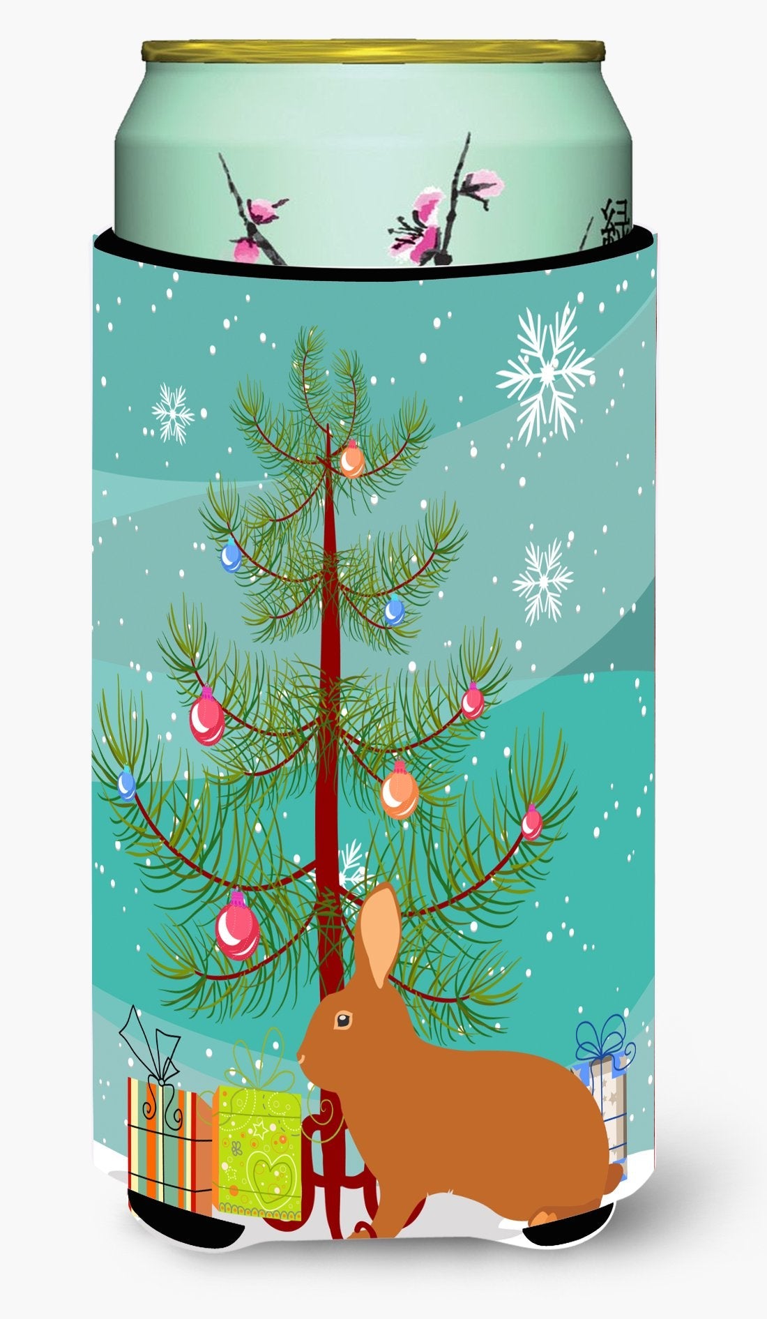 Rex Rabbit Christmas Tall Boy Hugger Can Cooler Sleeve Machine Washable Drink Collapsible Insulator Beverage Insulated Holder