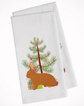 Rex Rabbit Christmas Kitchen Towel Set of 2 White Dish Towels Decorative Bathroom Hand towel for Hand, Face, Hair, Yoga, Tea, Dishcloth, 19 X 28", White