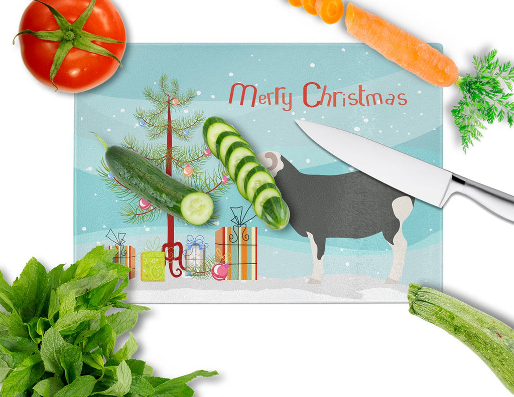 Herwick Sheep Christmas Cutting Board Tempered Glass Kitchen Cutting Surface, Heat Resistant Chopping, Non-Slip Feet, Food Prep & Serving