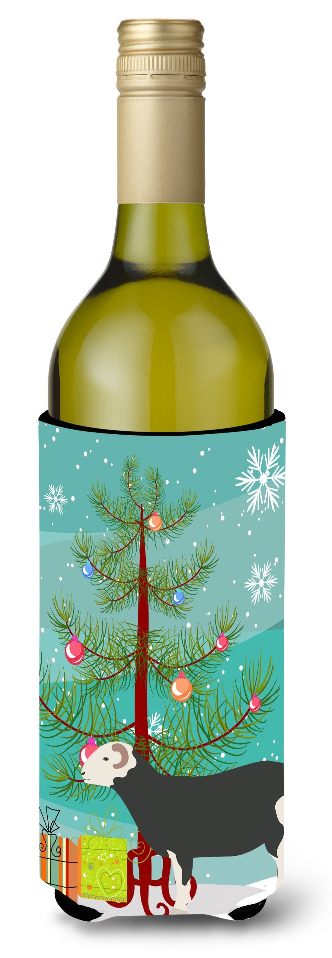 Herwick Sheep Christmas Wine Bottle Hugger Gift Sleeve for Standard 750 ml Bottles, Insulated Reusable Also Fits Mini Shot & Pint Bottles