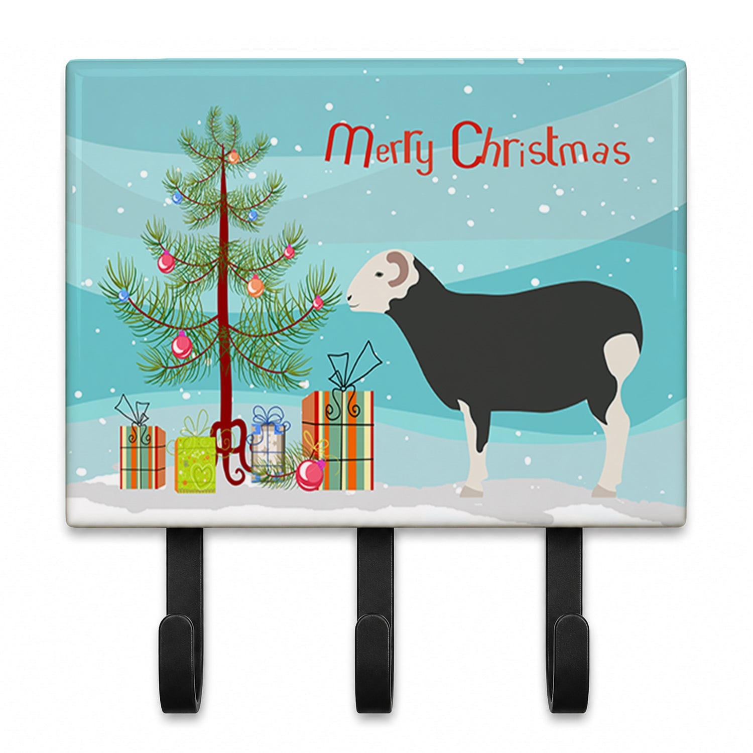 Herwick Sheep Christmas Leash or Key Holder Wall Hooks, Coat Rack Wall Mount, for Hanging Keys, Towels, Aprons, Leashes