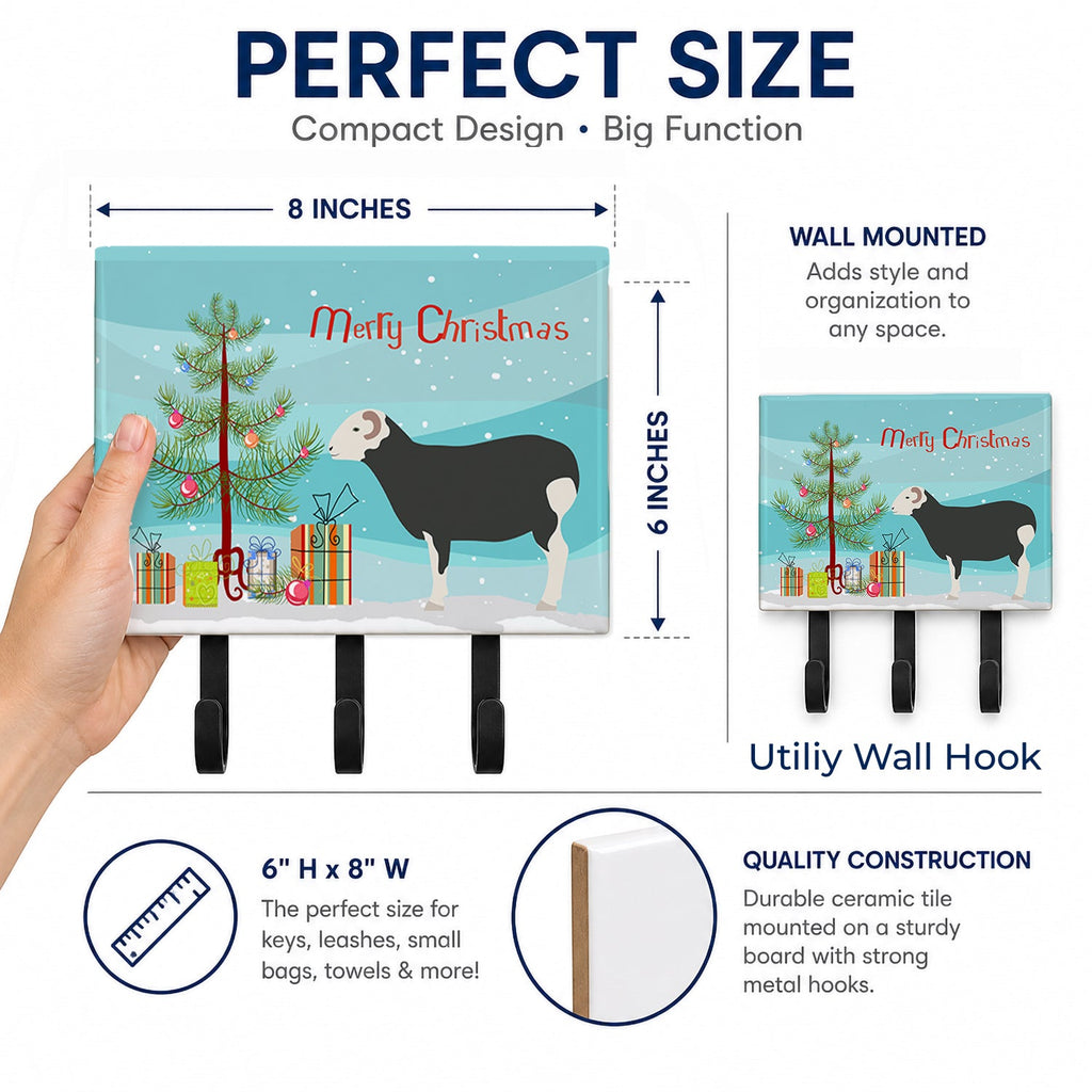 Herwick Sheep Christmas Leash or Key Holder Wall Hooks, Coat Rack Wall Mount, for Hanging Keys, Towels, Aprons, Leashes
