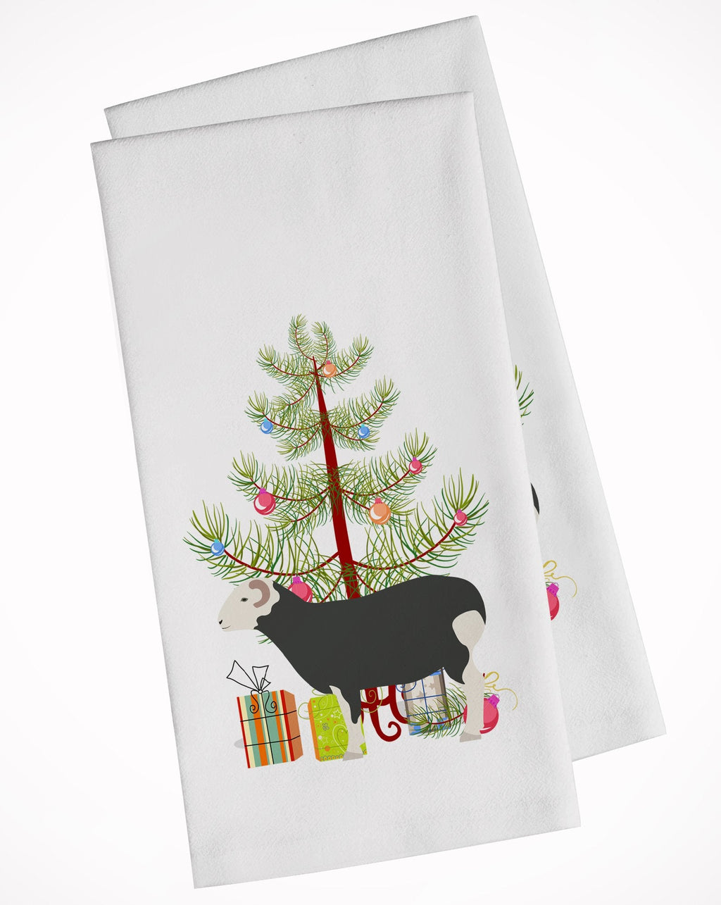 Herwick Sheep Christmas Kitchen Towel Set of 2 White Dish Towels Decorative Bathroom Hand towel for Hand, Face, Hair, Yoga, Tea, Dishcloth, 19 X 28", White