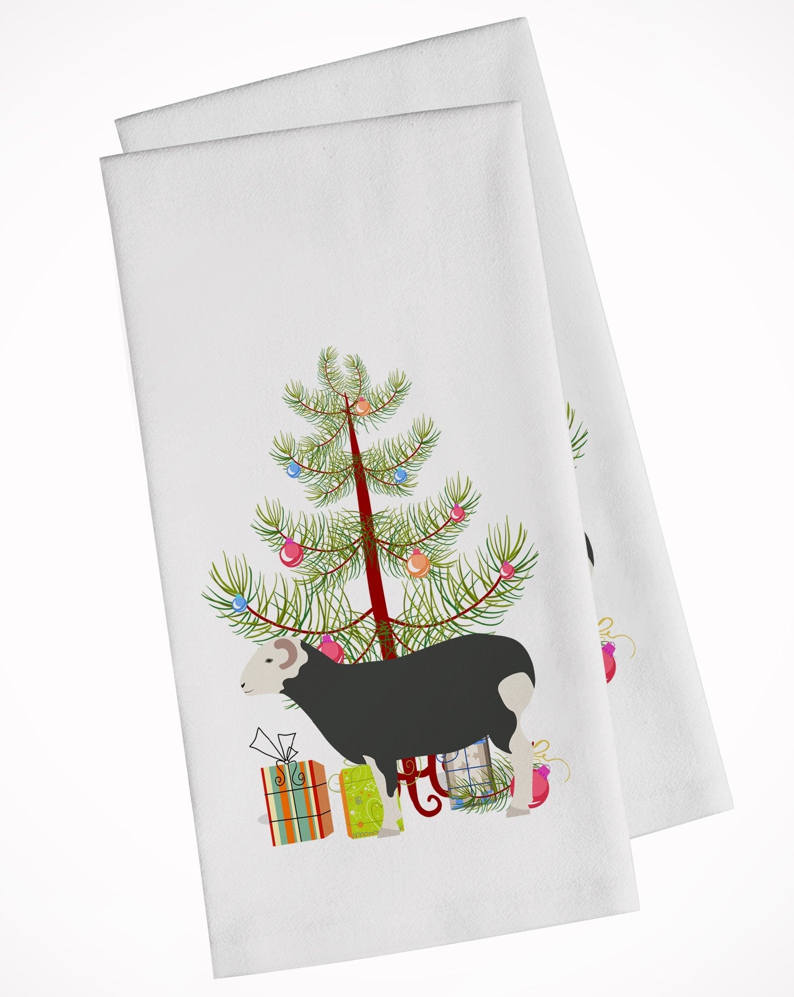 Herwick Sheep Christmas Kitchen Towel Set of 2 White Dish Towels Decorative Bathroom Hand towel for Hand, Face, Hair, Yoga, Tea, Dishcloth, 19 X 28", White