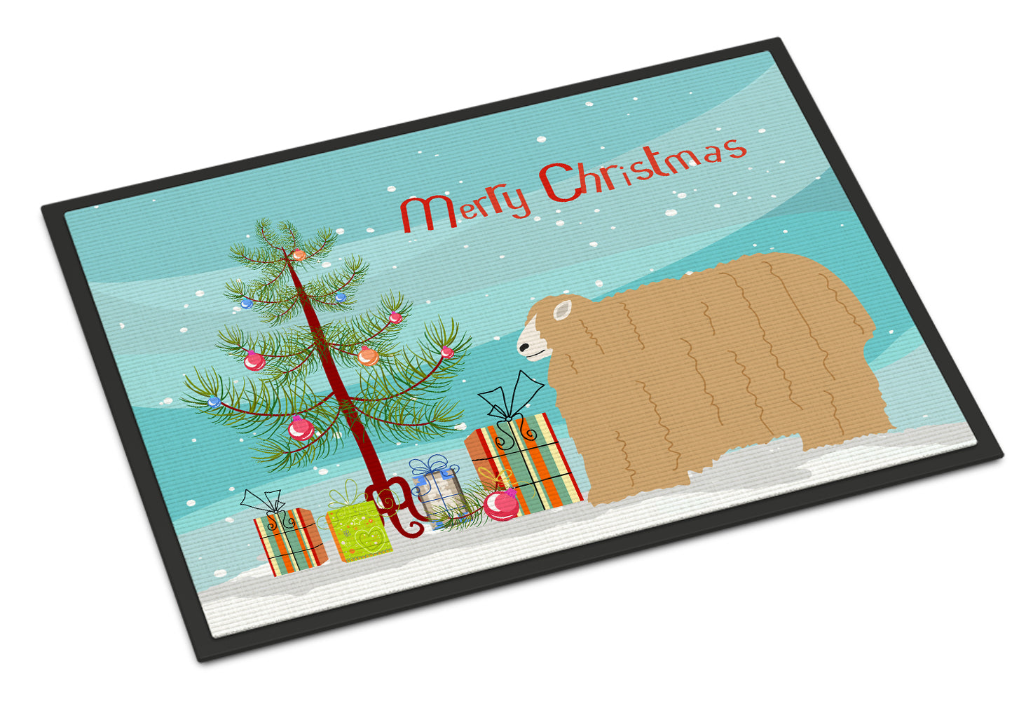 Lincoln Longwool Sheep Christmas Doormat Indoor Outdoor 18H X 27W Front Door Mat Rugs for Entryway, Non Slip Washable