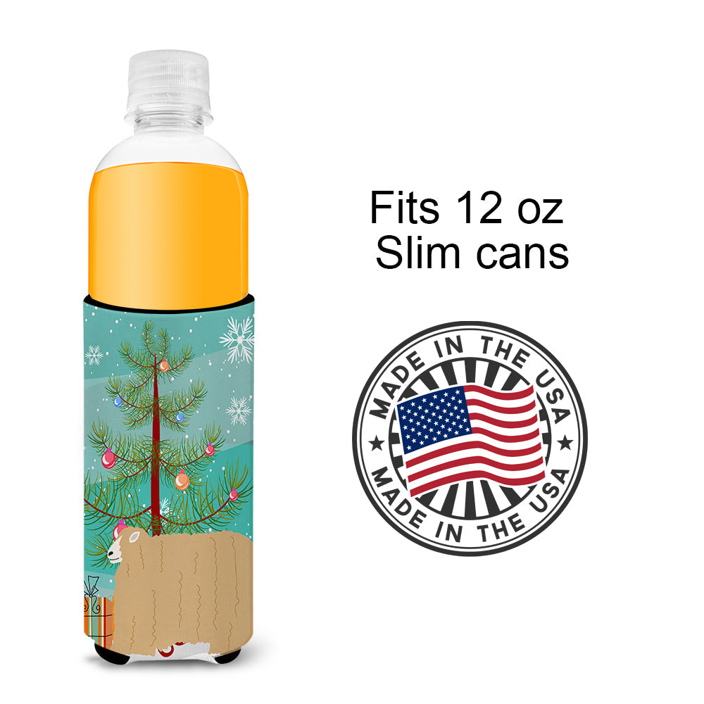 Lincoln Longwool Sheep Christmas Slim Can Hugger , Insulated Foam Hugger for 12 oz Slim Cans, Beer Bottles & Water Bottles, Printed in USA