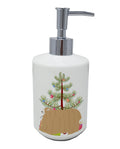 Lincoln Longwool Sheep Christmas Ceramic Soap Dispenser , Empty Refillable Hand Soap Pump Bottle for Bathroom Kitchen