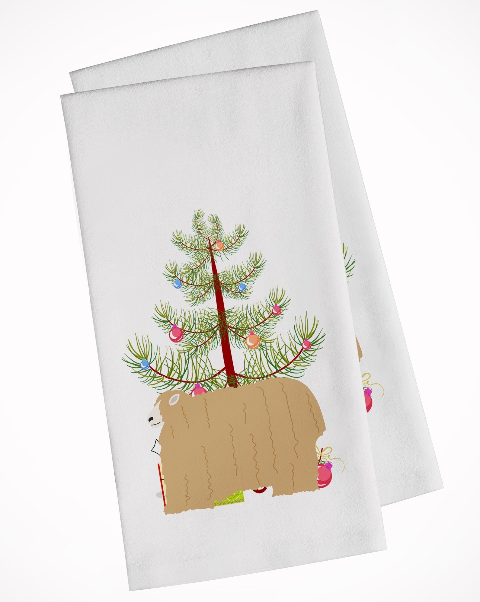 Lincoln Longwool Sheep Christmas Kitchen Towel Set of 2 White Dish Towels Decorative Bathroom Hand towel for Hand, Face, Hair, Yoga, Tea, Dishcloth, 19 X 28", White
