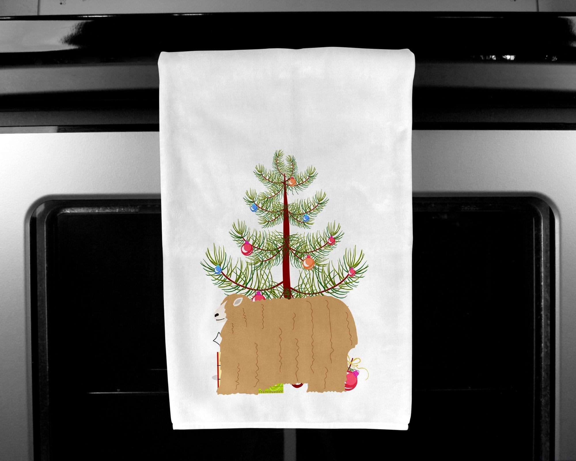 Lincoln Longwool Sheep Christmas Kitchen Towel Set of 2 White Dish Towels Decorative Bathroom Hand towel for Hand, Face, Hair, Yoga, Tea, Dishcloth, 19 X 28", White