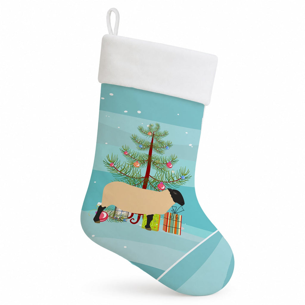 Suffolk Sheep Christmas Holiday Stocking Double-Sided Print, Polyester Suede,11x18, Made in USA