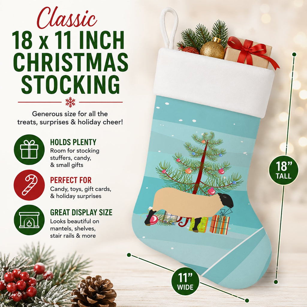 Suffolk Sheep Christmas Holiday Stocking Double-Sided Print, Polyester Suede,11x18, Made in USA