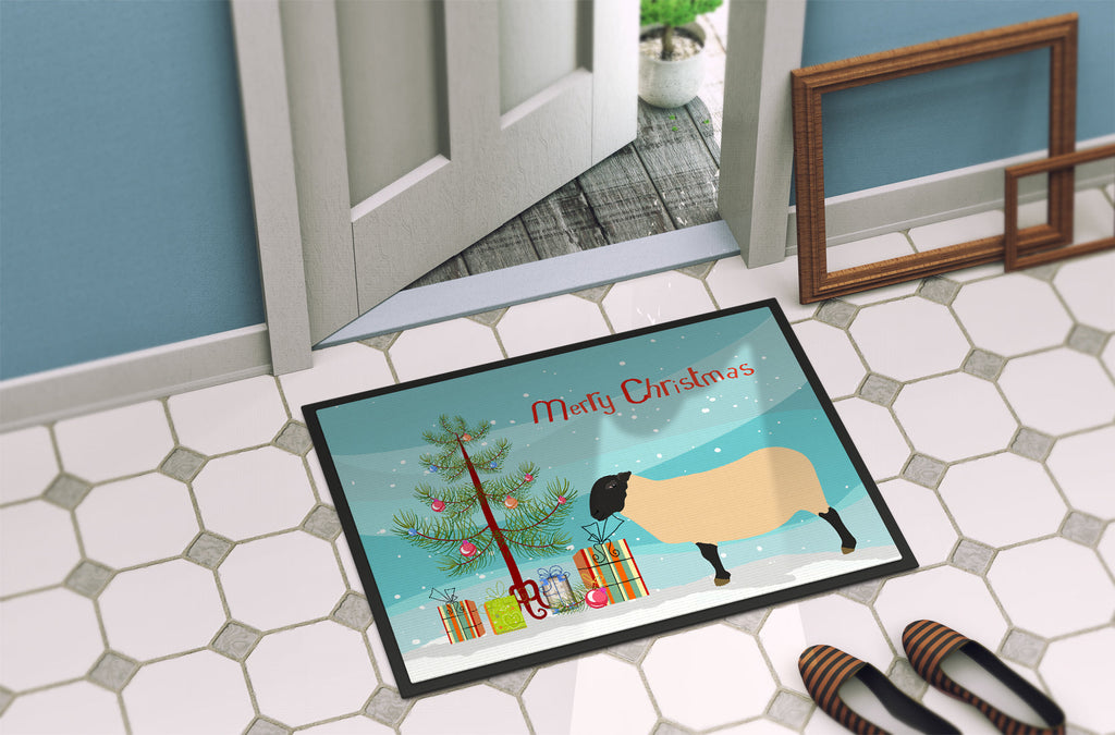 Suffolk Sheep Christmas Doormat Indoor Outdoor 24H X 36W Front Door Mat Rugs for Entryway, Non Slip Washable Low Pile,