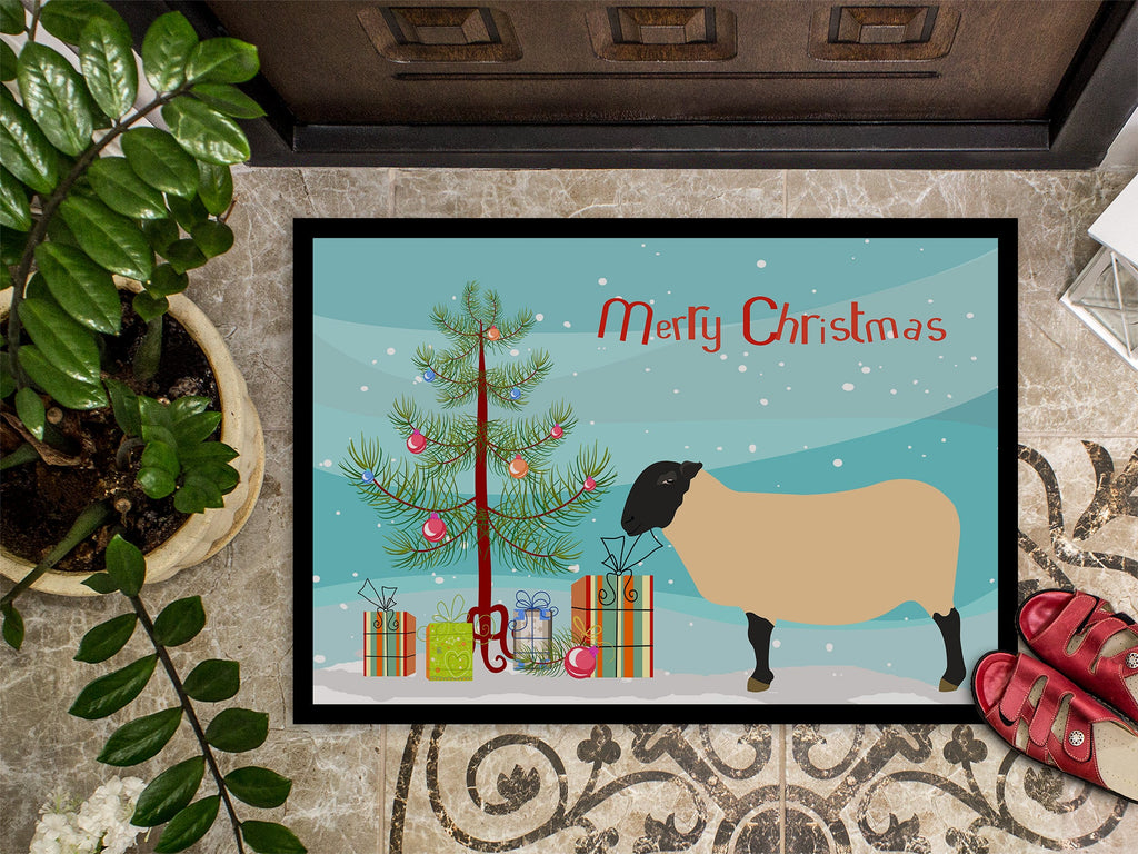 Suffolk Sheep Christmas Doormat Indoor Outdoor 18H X 27W Front Door Mat Rugs for Entryway, Non Slip Washable