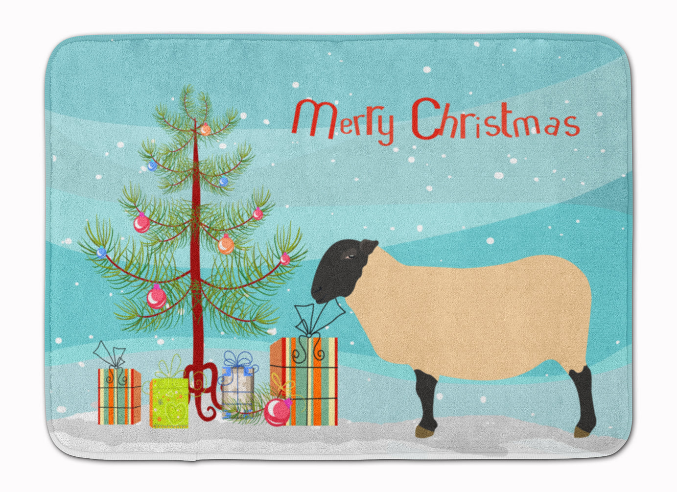 Suffolk Sheep Christmas Memory Foam Kitchen Mat Machine Washable Anti-Fatigue Cushion Comfort Bath or Kitchen Rug