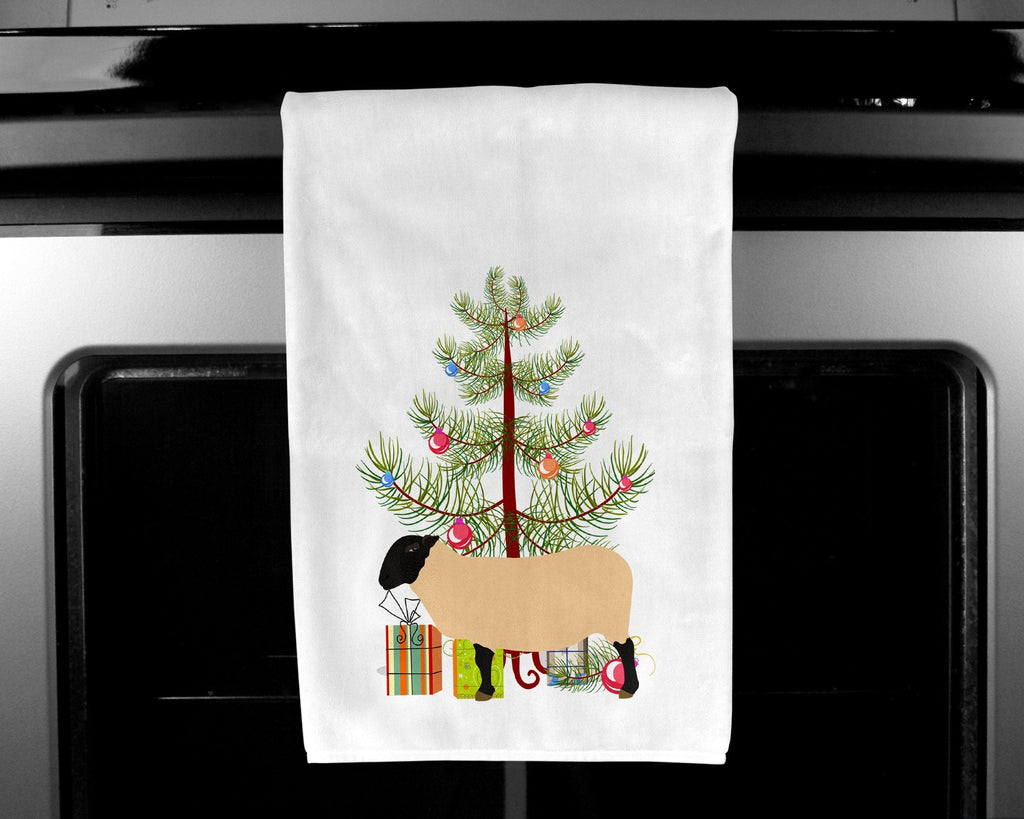 Suffolk Sheep Christmas Kitchen Towel Set of 2 White Dish Towels Decorative Bathroom Hand towel for Hand, Face, Hair, Yoga, Tea, Dishcloth, 19 X 28", White