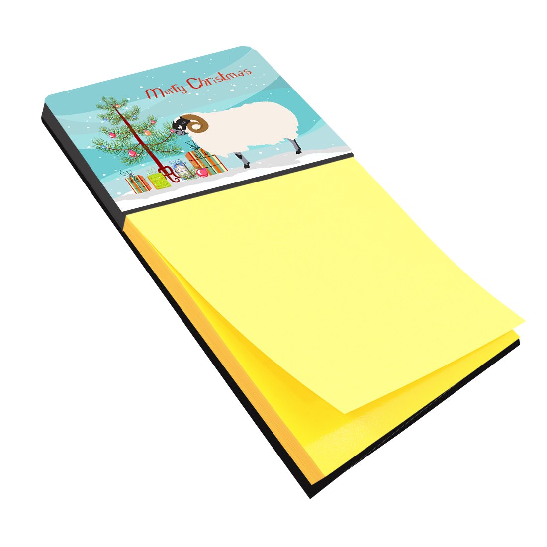 Scottish Blackface Sheep Christmas Watercolor Sticky Note Holder Refillable Dispenser Desk Accessory 3x3 Pad Gift