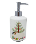 Scottish Blackface Sheep Christmas Ceramic Soap Dispenser , Empty Refillable Hand Soap Pump Bottle for Bathroom Kitchen