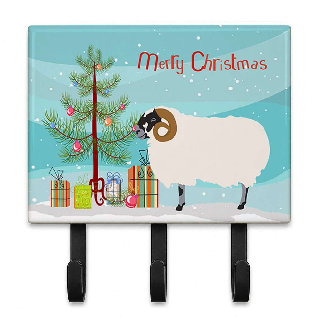 Scottish Blackface Sheep Christmas Leash or Key Holder Wall Hooks, Coat Rack Wall Mount, for Hanging Keys, Towels, Aprons, Leashes