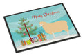 English Leicester Longwool Sheep Christmas Doormat Indoor Outdoor 24H X 36W Front Door Mat Rugs for Entryway, Non Slip Washable Low Pile,