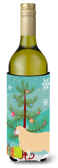 English Leicester Longwool Sheep Christmas Wine Bottle Hugger Gift Sleeve for Standard 750 ml Bottles, Insulated Reusable Also Fits Mini Shot & Pint Bottles