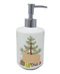 English Leicester Longwool Sheep Christmas Ceramic Soap Dispenser , Empty Refillable Hand Soap Pump Bottle for Bathroom Kitchen