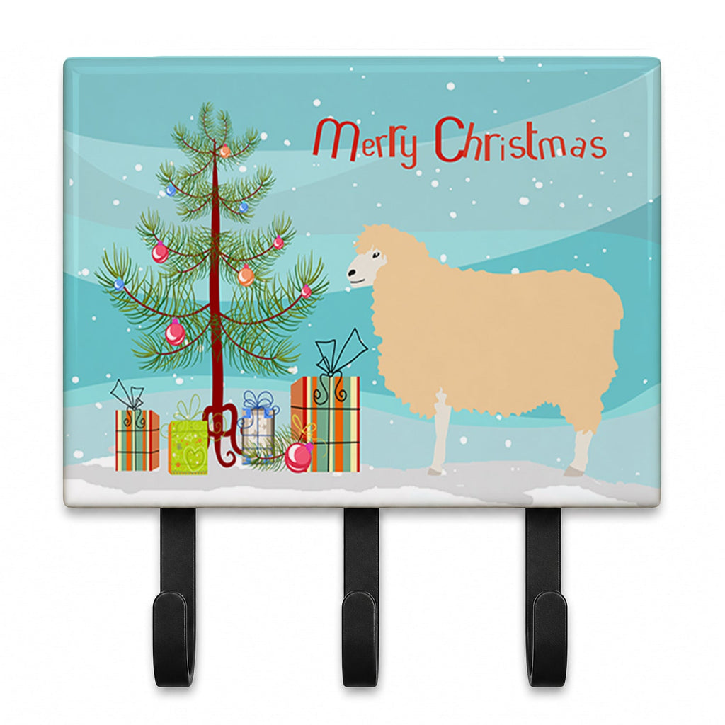 English Leicester Longwool Sheep Christmas Leash or Key Holder Wall Hooks, Coat Rack Wall Mount, for Hanging Keys, Towels, Aprons, Leashes