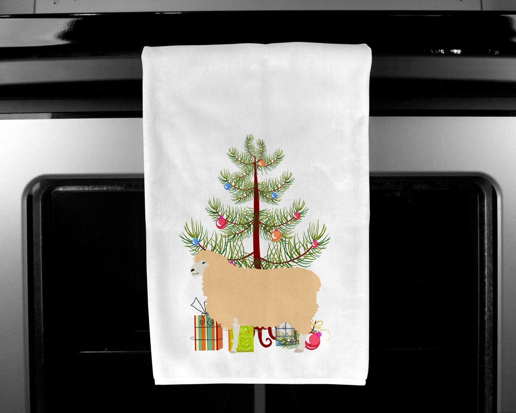 English Leicester Longwool Sheep Christmas Kitchen Towel Set of 2 White Dish Towels Decorative Bathroom Hand towel for Hand, Face, Hair, Yoga, Tea, Dishcloth, 19 X 28", White